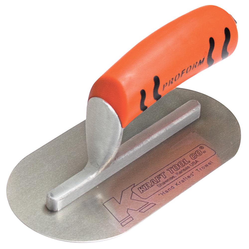 Kraft Tool Co 7-1/2 In. x 4 In. Carbon Steel Mini Pool Trowel with ProForm Handle - Flockneti