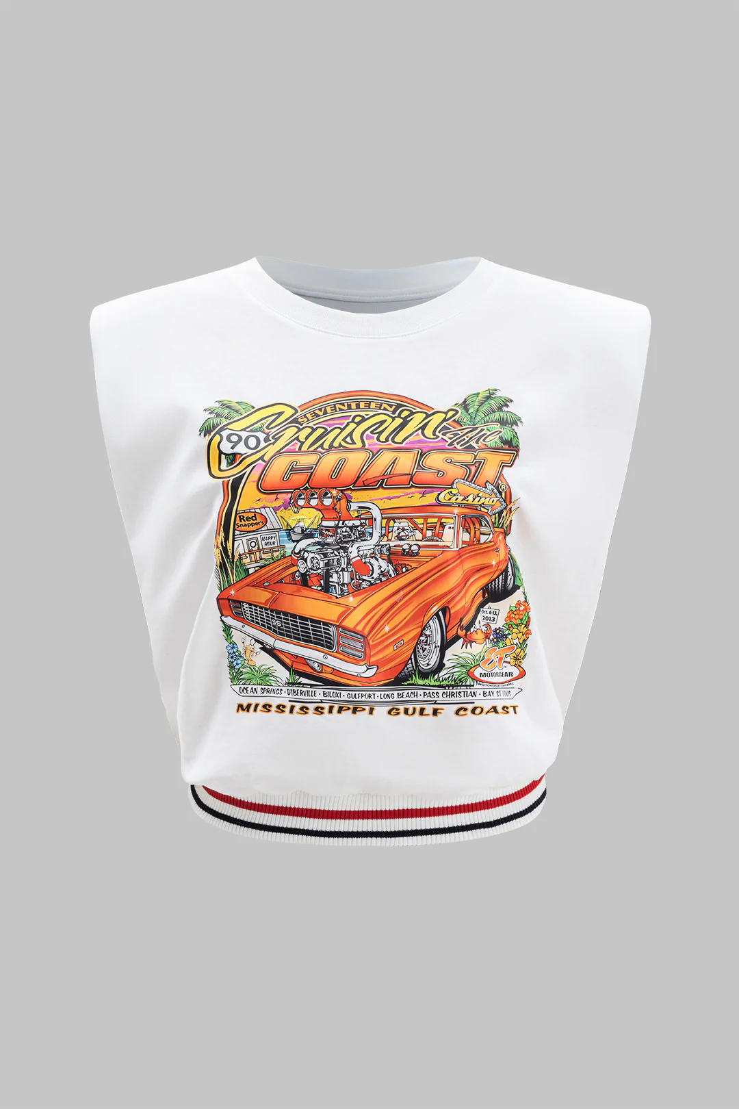 Car Print  Round Neck Sleeveless T-Shirt - Flockneti