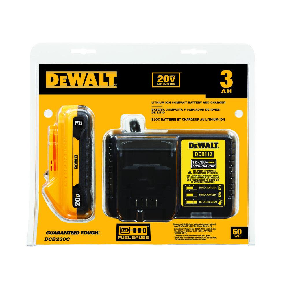 DEWALT 20V MAX Starter Kit with 3 Ah Compact Battery and Charger - Flockneti