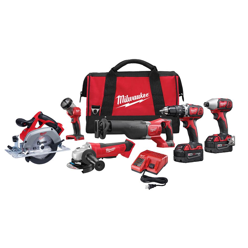 Milwaukee M18 Cordless Lithium-Ion 6-Tool Combo Kit-Reconditioned - Flockneti