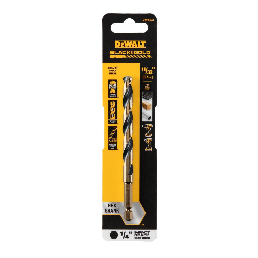 DEWALT 11/32″ BLACK & GOLD Impact Ready METAL DRILL BIT - Flockneti