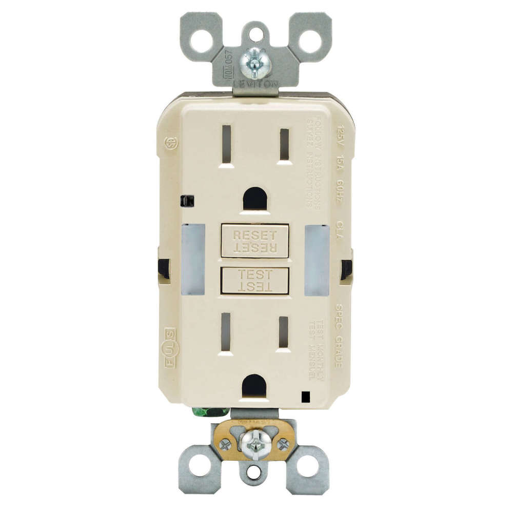 Leviton SmartlockPro GFCI Outlet 20A 125V Duplex Light Almond NEMA - Flockneti