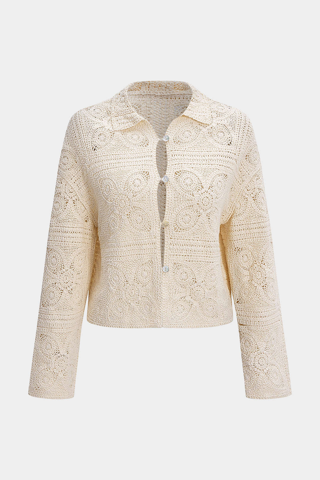 Knit Button Hollow Out Cardigan - Flockneti