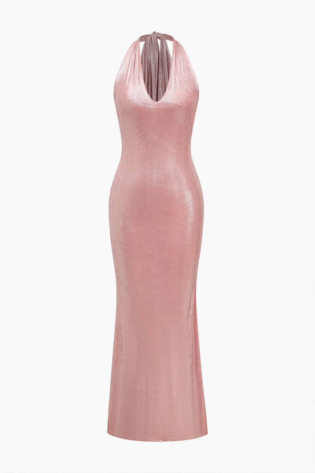 Halter Neck Backless Tie-Up Sleeveless Maxi Dress - Flockneti