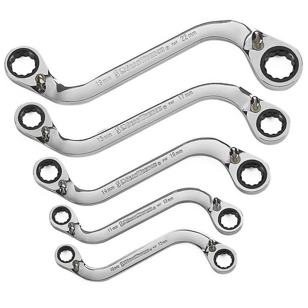 GEARWRENCH S Shape Reversible Double Box Ratcheting Wrench Set 5 Pc. Metric - Flockneti