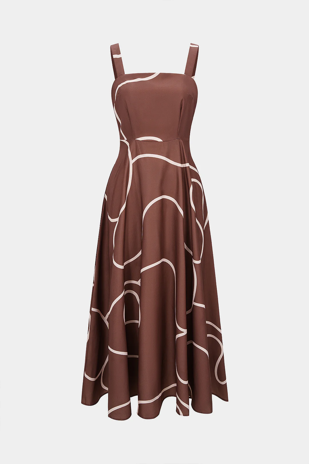 Abstract Print Square Neck Sleeveless Maxi Dress - Flockneti