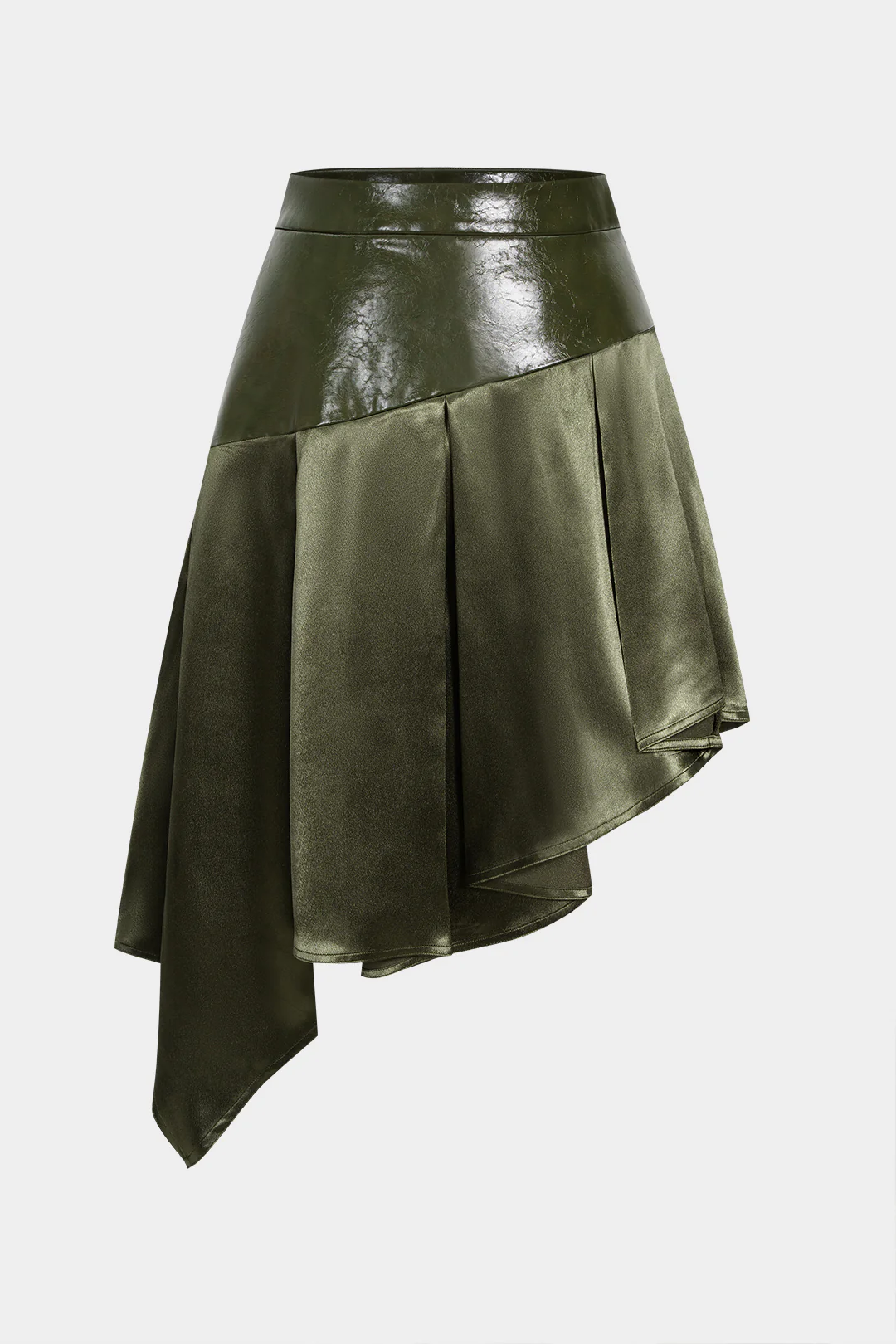 Plus Size Satin Pleated Patchwork Skirt - Flockneti
