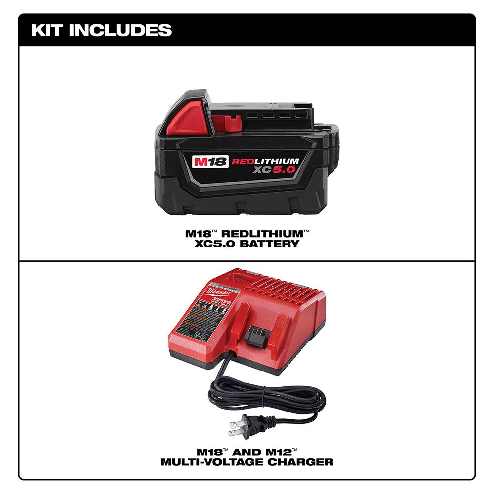 Milwaukee M18 REDLITHIUM XC 5.0Ah Battery and Charger Starter Kit - Flockneti