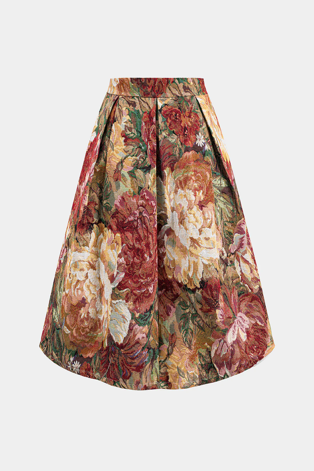 Jacquard Pleated High Waist Skirt - Flockneti
