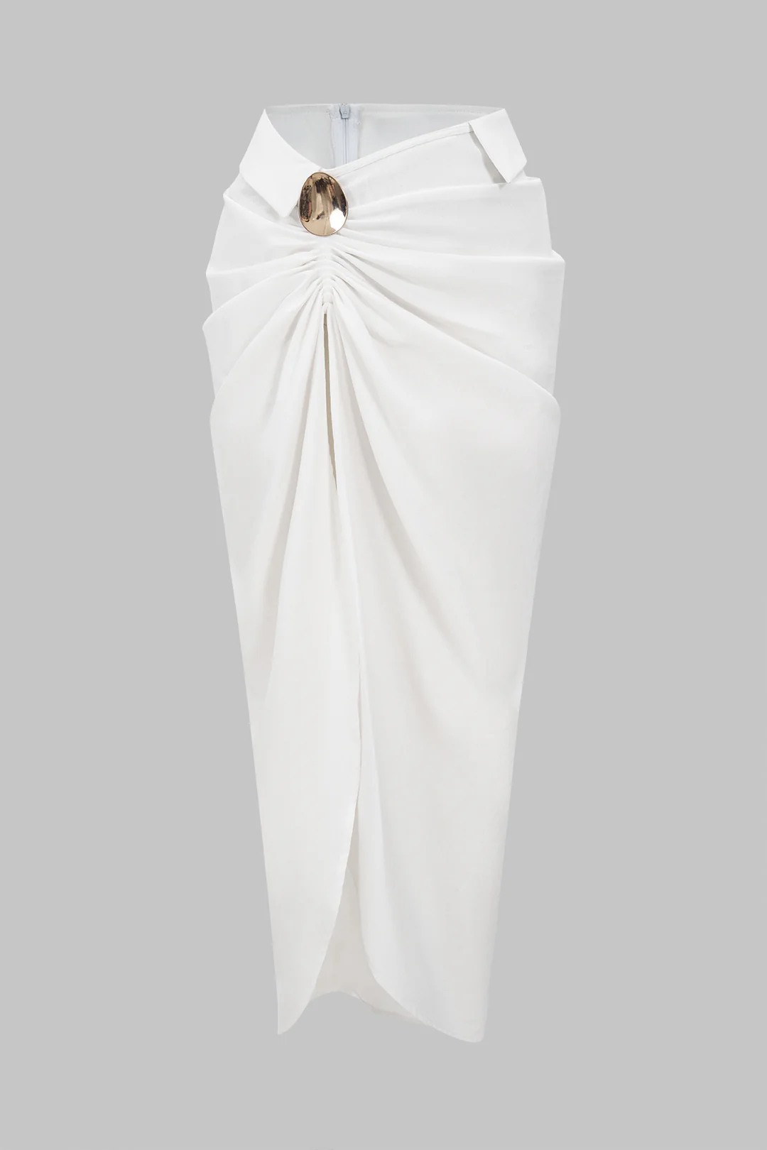 Linen Ruched Split Asymmetrical Skirt - Flockneti