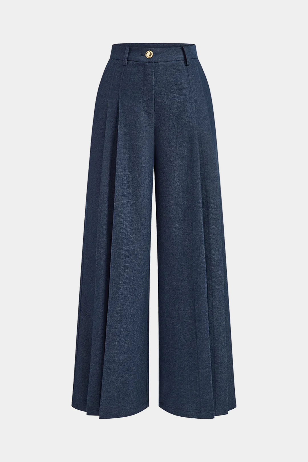 Solid Pleated Wide-Leg Pants - Flockneti
