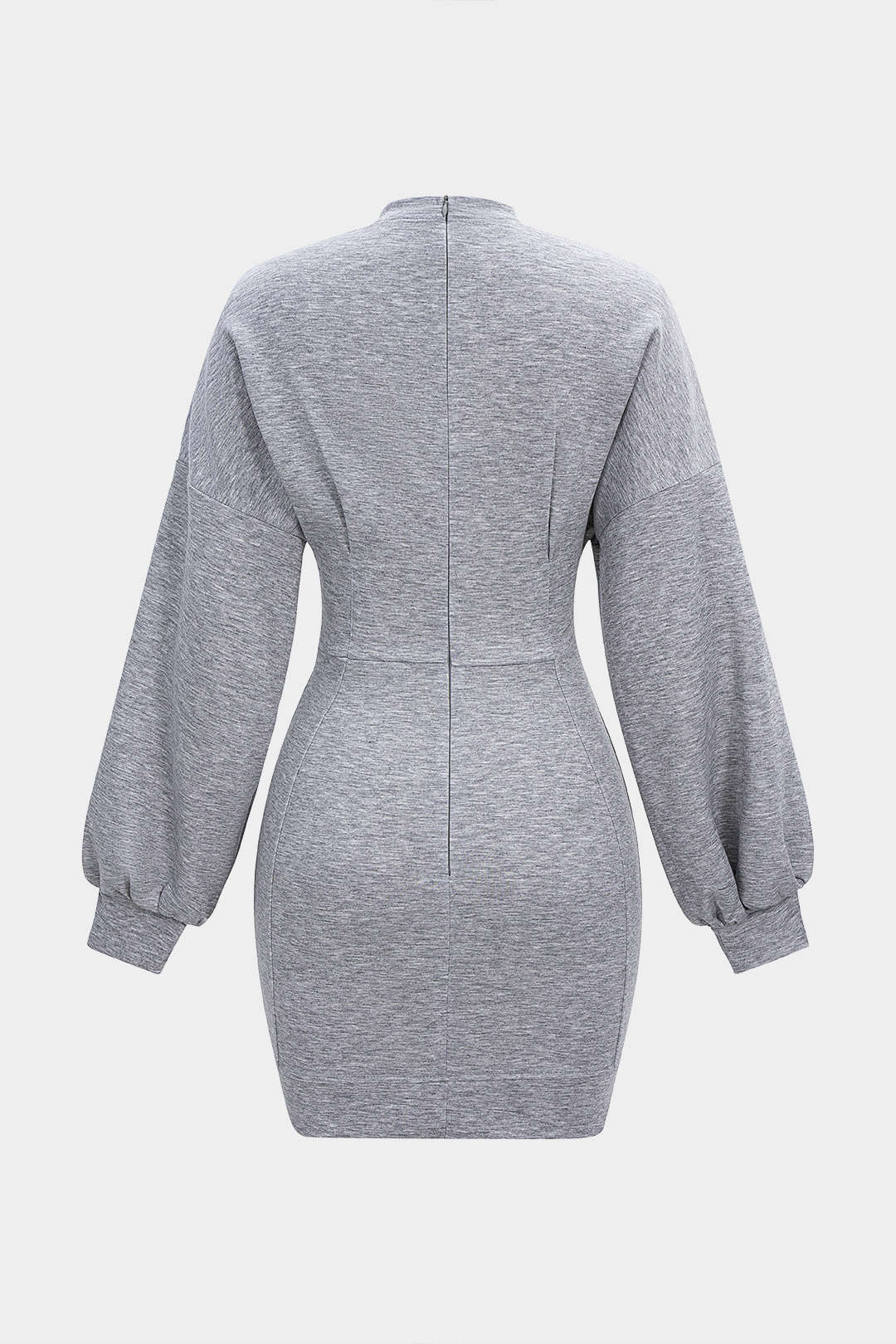 Lantern Sleeve Zipper Mini Dress - Flockneti