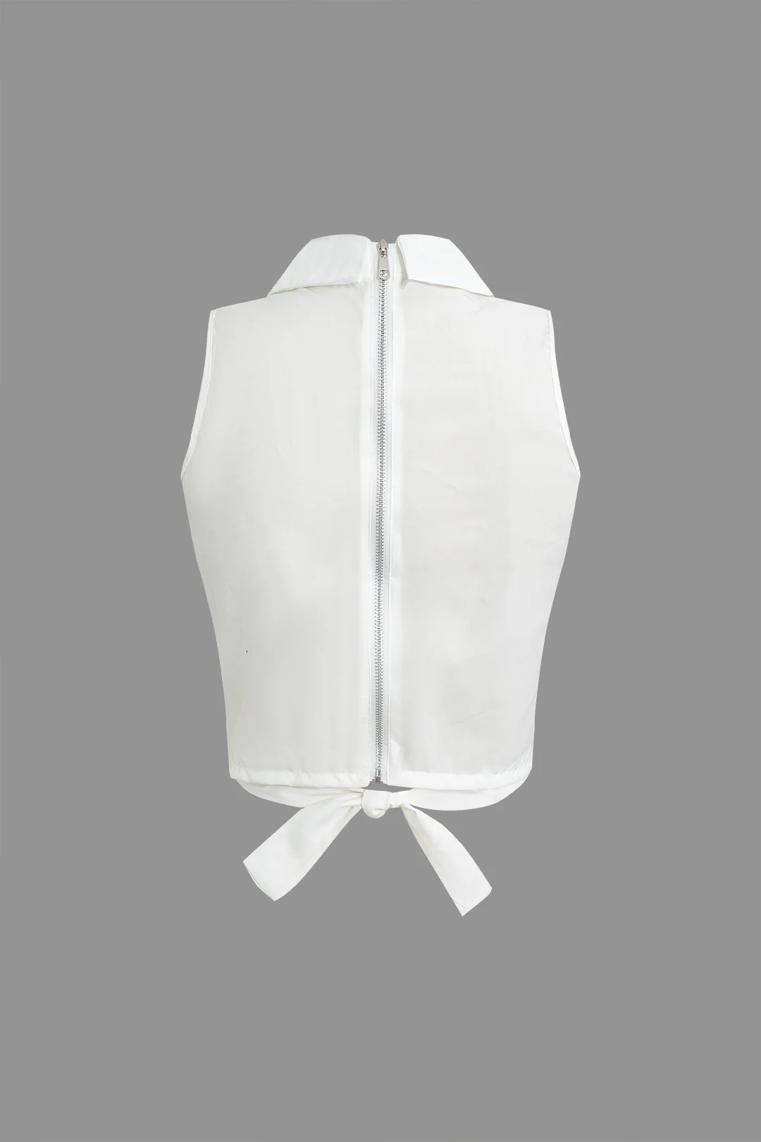 Cut Out Twist Knot Zipper Sleeveless Shirt - Flockneti