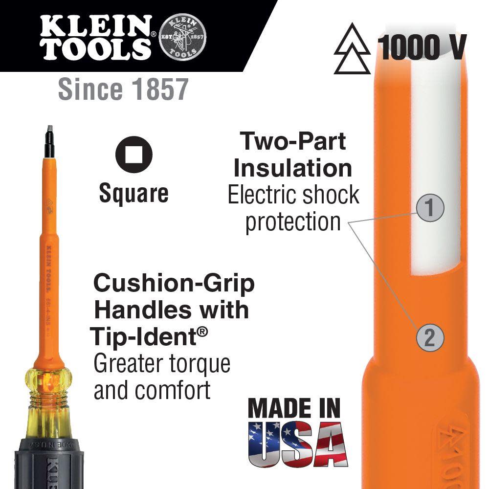 Klein Tools #2 Insulated Screwdriver 7″ Shank - Flockneti
