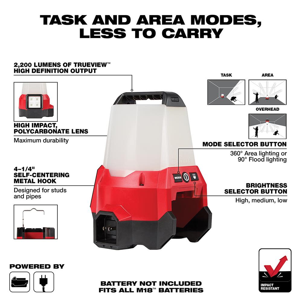 Milwaukee M18 RADIUS Compact Site Light with Flood Mode - Flockneti