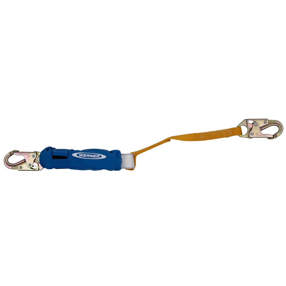 Werner 3ft DeCoil Lanyard (DCELL Shock Pack 1in Web Snap Hook) - Flockneti
