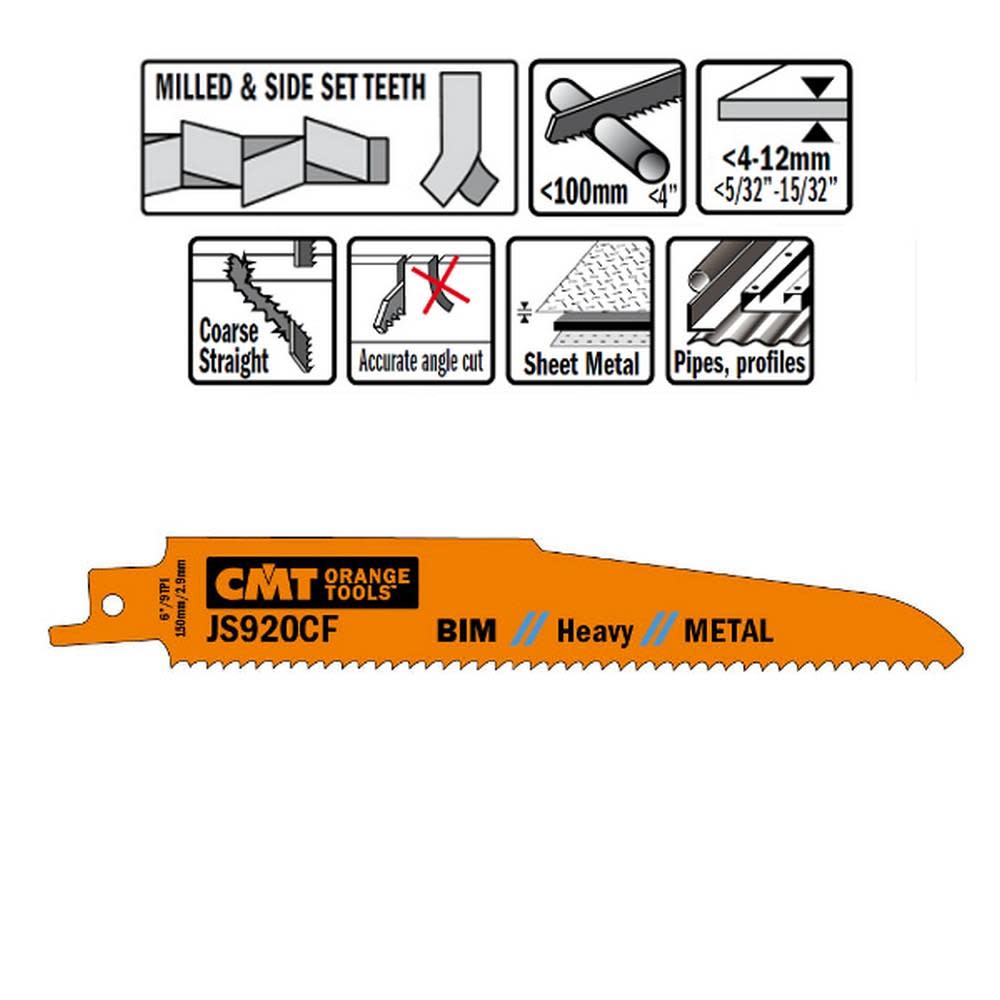 CMT Tri-metal Reciprocating Saw Blades for Metal 5 In. 9 TPI – 5 pack - Flockneti