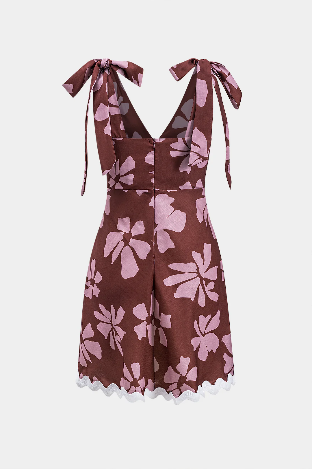 Floral Print V-Neck Tie-Up Sleeveless Mini Dress - Flockneti