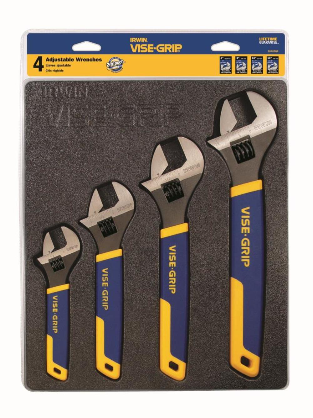 Irwin 4 piece Adjustable Wrench Tray Set - Flockneti