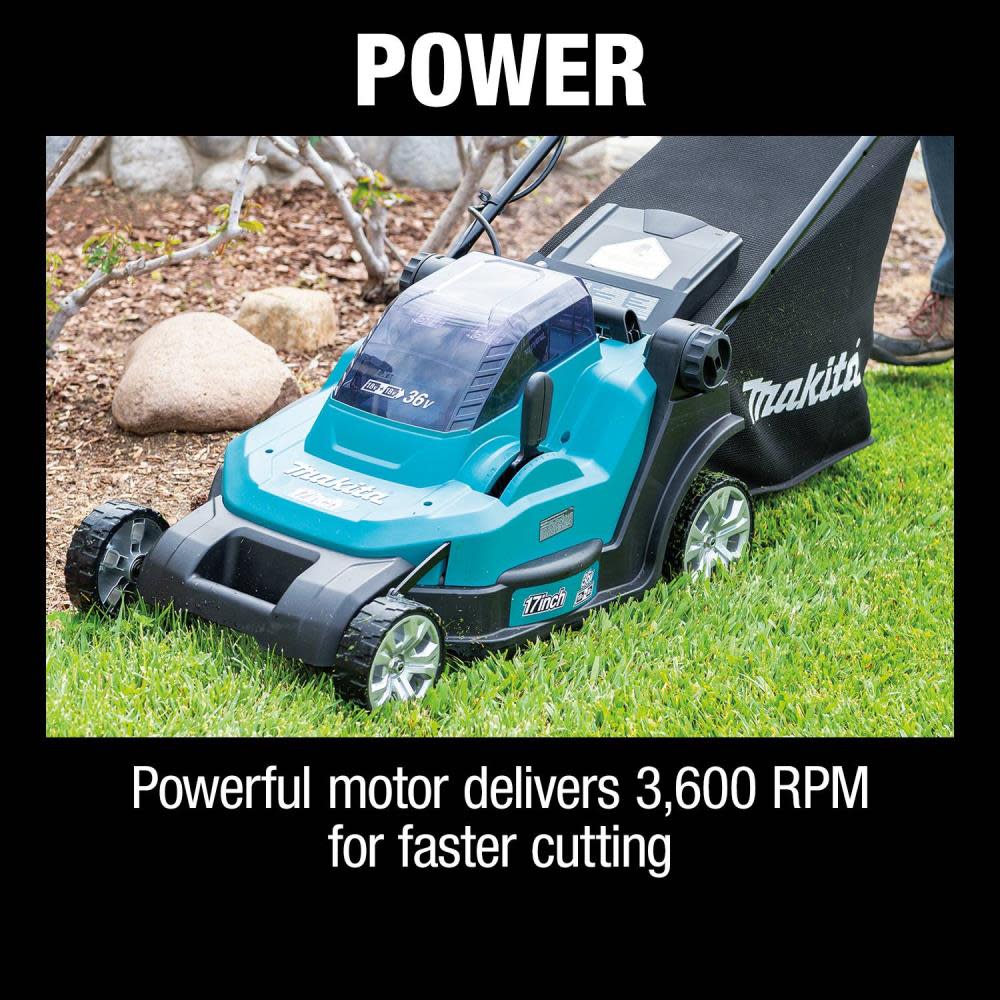 Makita 18V X2 (36V) LXT Lithium-Ion Cordless 17″ Residential Lawn Mower Kit (5.0Ah) - Flockneti
