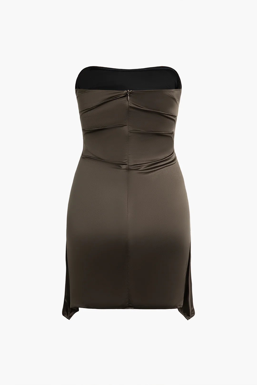 Ruched Zipper Strapless Sleeveless Mini Dress - Flockneti
