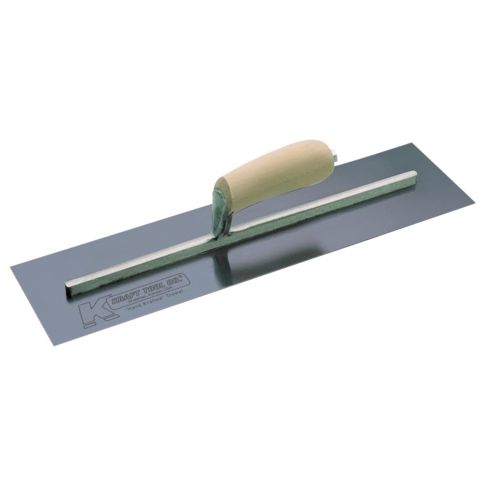 Kraft Tool Co 24 In. x 4 In. Blue Steel Cement Trowel with Wood Handle - Flockneti