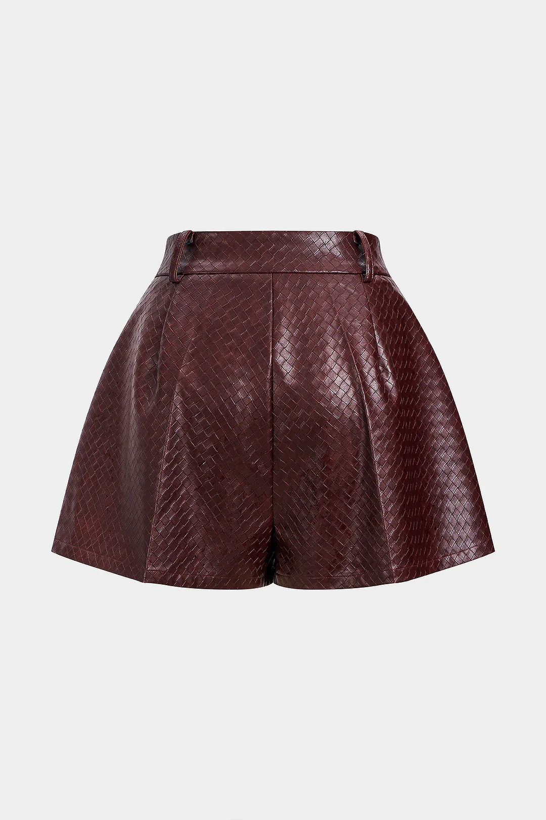 Woven Pattern Faux Leather Shorts - Flockneti