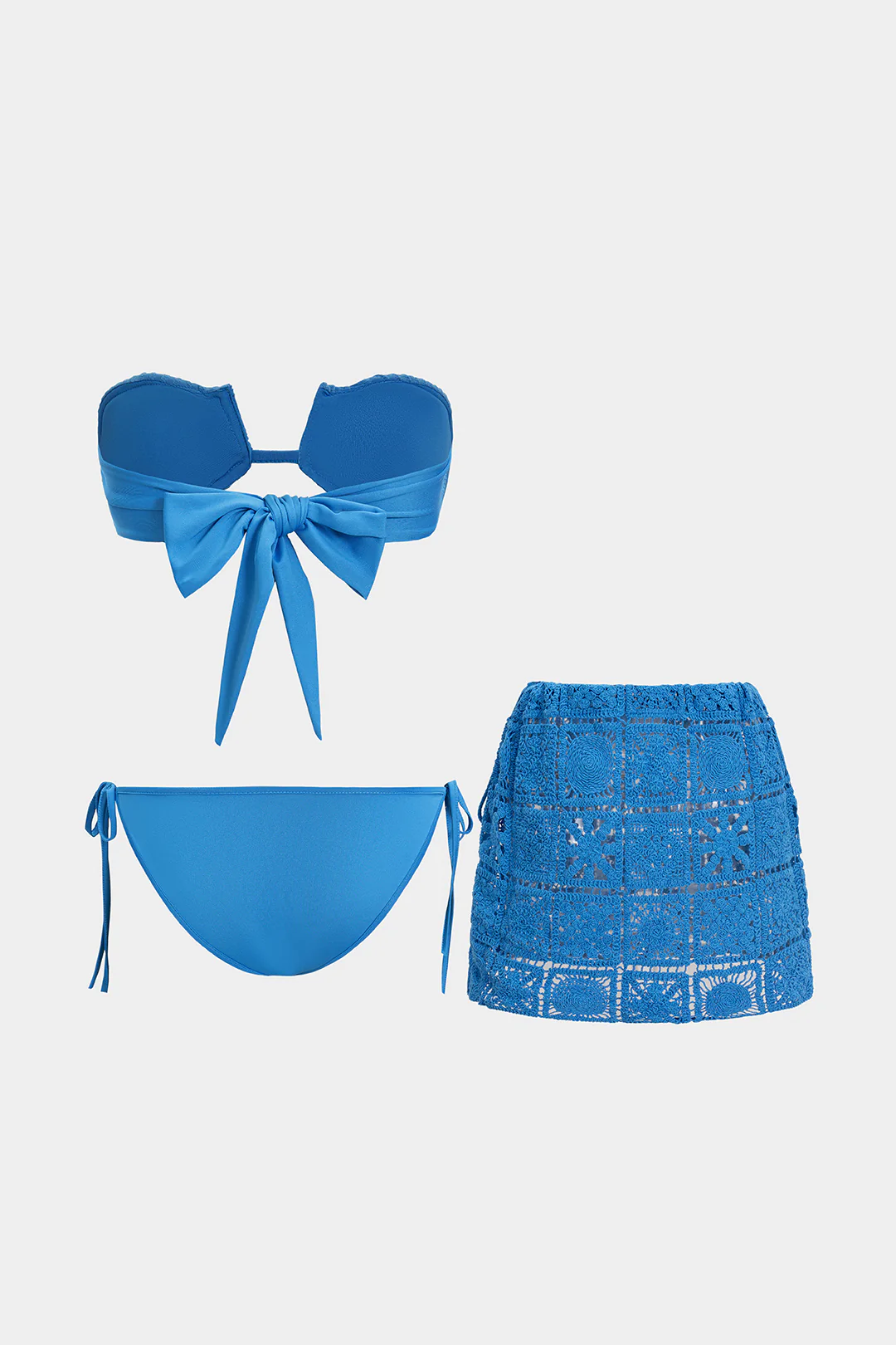 3PC Tie-Up Backless Cami Top And Cut Out Skirt Set - Flockneti