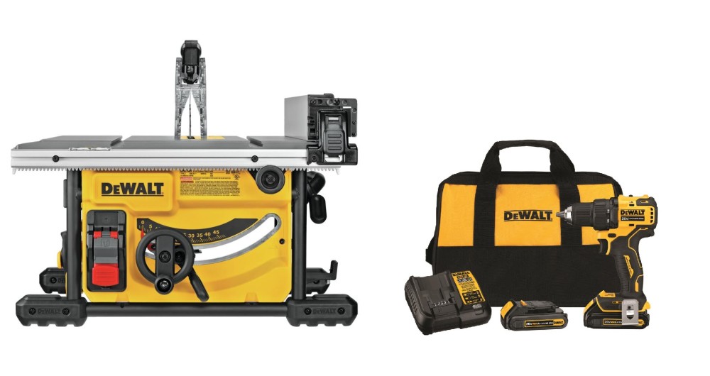 DEWALT 8 1/4″ Table Saw with 20V MAX 1/2″ Drill Driver Kit Bundle - Flockneti