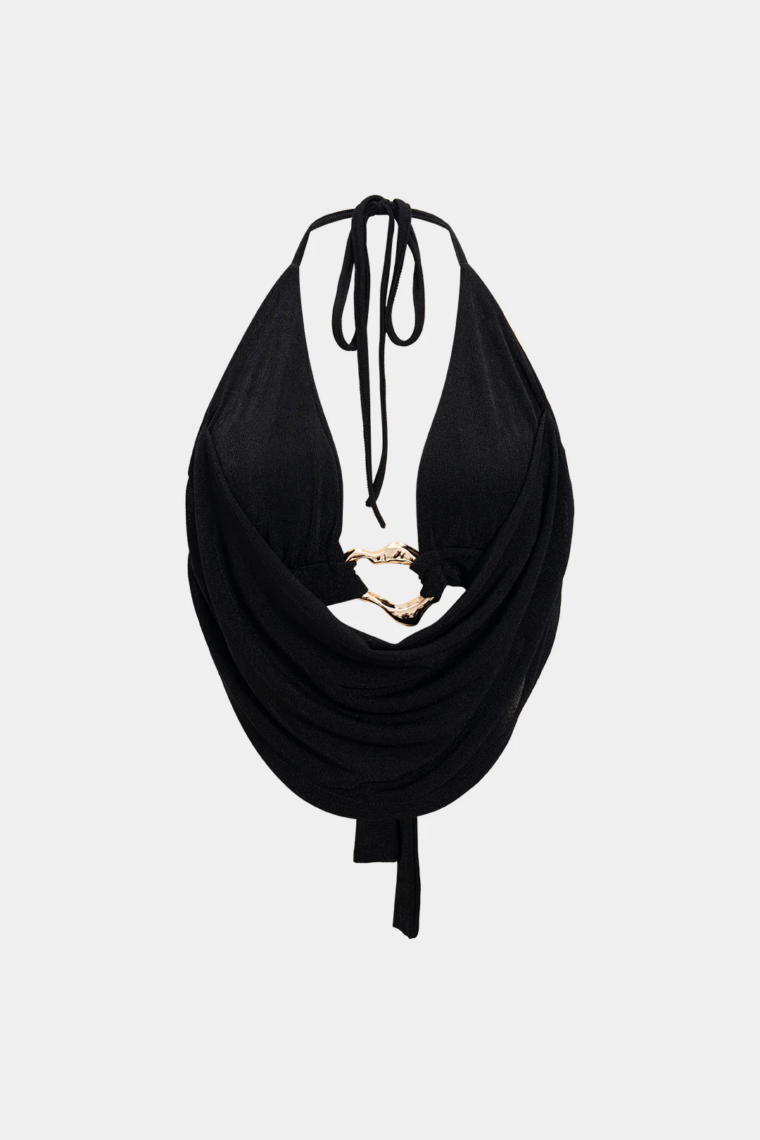 Metallic Decor Cowl Neck Halter Tie-Up Cami Top - Flockneti