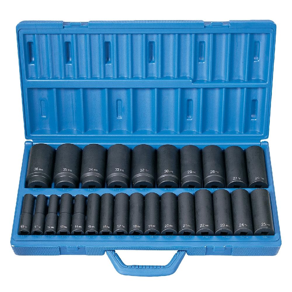 Grey Pneumatic 1/2″ Drive 26 Pc. Deep Length Metric Master Set - Flockneti