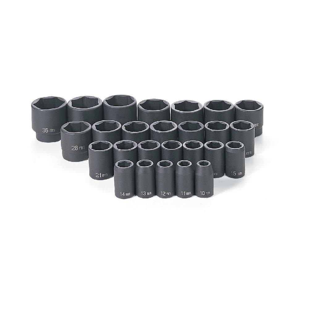 Grey Pneumatic 1/2″ Drive 26 Pc. Standard Length Metric Master Set - Flockneti
