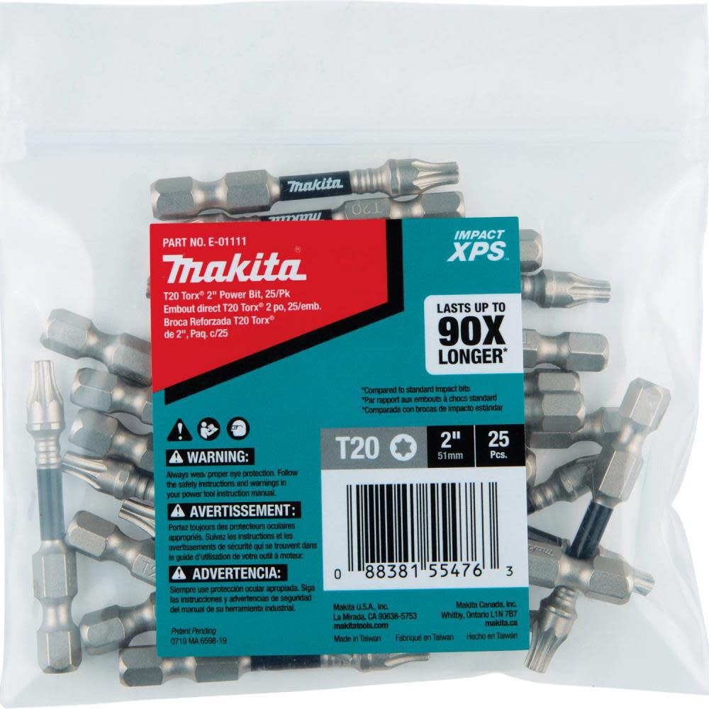 Makita Impact XPS T20 Torx 2″ Power Bit – 25 Pack - Flockneti