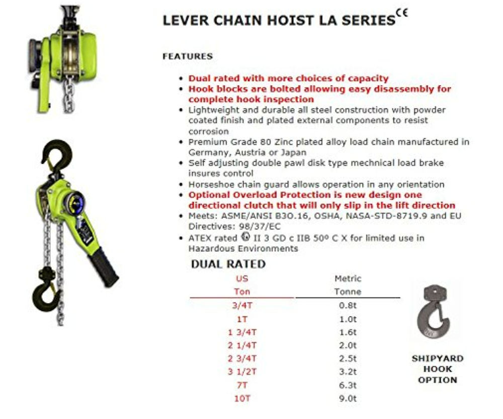 All Material Handling Lever Chain Hoist 3/4 Ton Capacity 10′ Lift - Flockneti