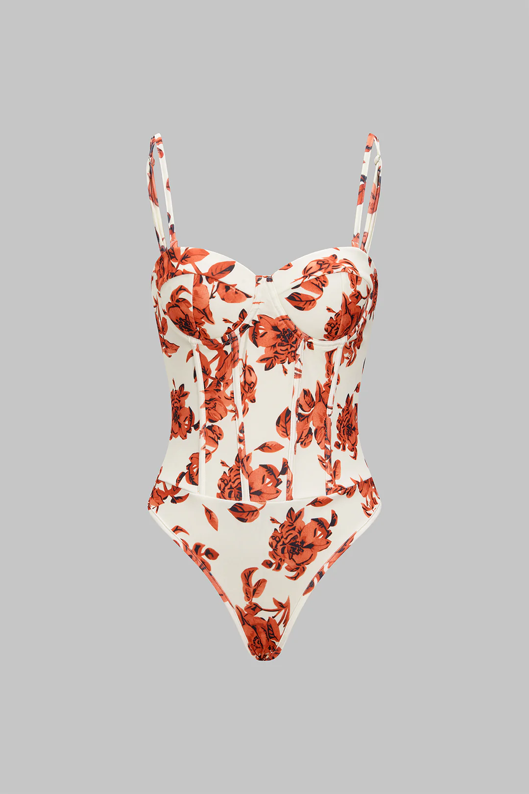 Floral Print Slip Sleeveless Bodysuit - Flockneti