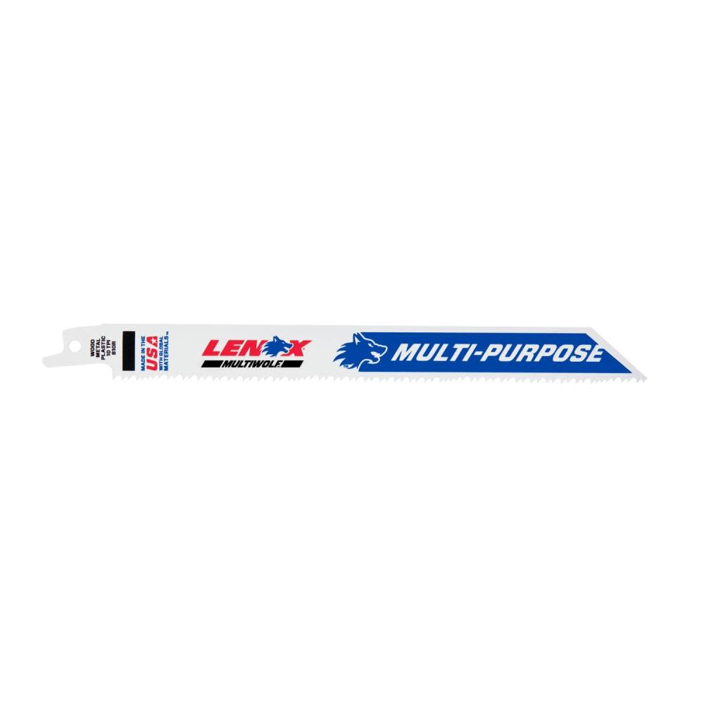 Lenox Reciprocating Saw Blade B810R 8″ X 3/4″ X .050″ X 10 TPI 25pk - Flockneti