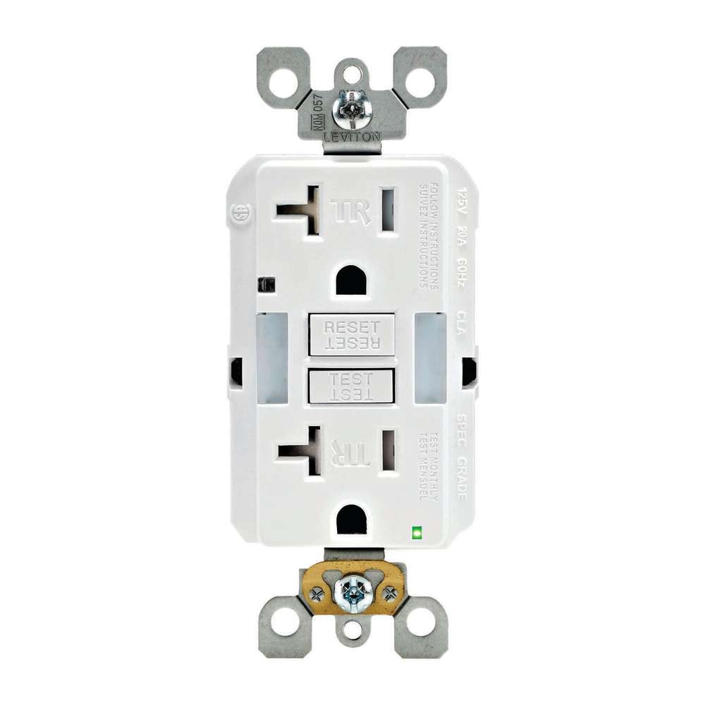 Leviton SmartlockPro GFCI Outlet 20A 125V Duplex White NEMA 5-20R - Flockneti