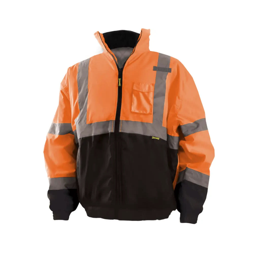 Occunomix Hi-Vis Orange Class 3 Value Black Bottom Bomber Jacket Small - Flockneti