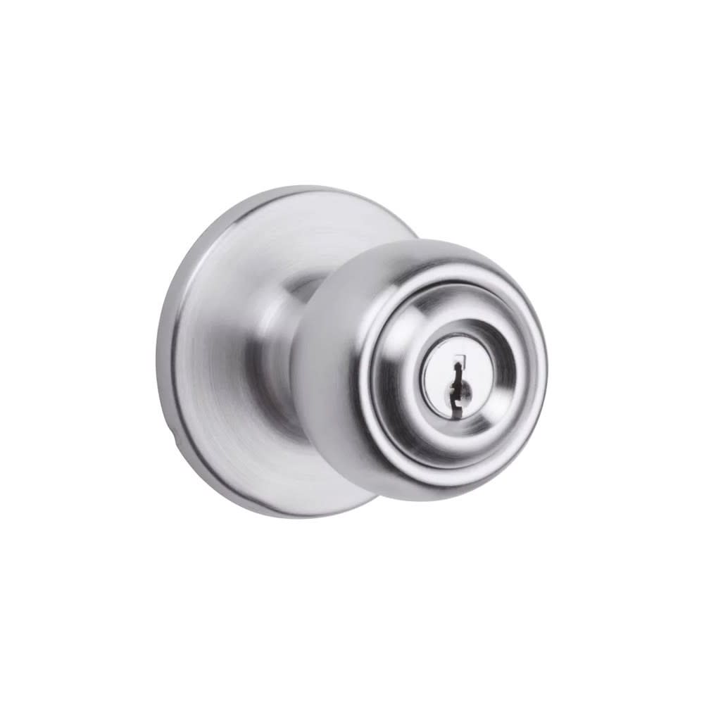 Kwikset Satin Chrome Security Keyed Entry Exterior Polo Lockset Knob - Flockneti