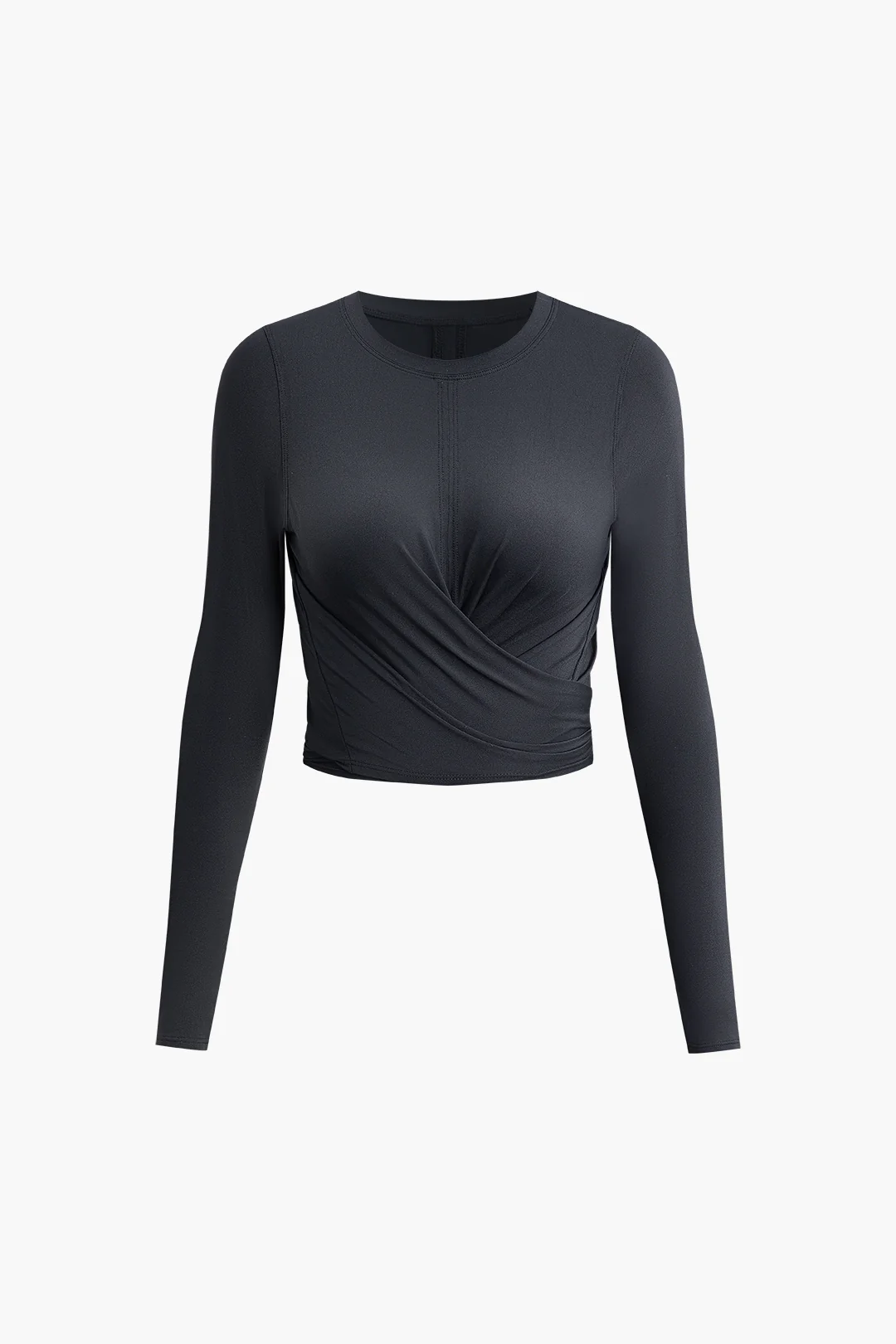 Ruched Crossed Tie Up Long-Sleeve Sports Top - Flockneti