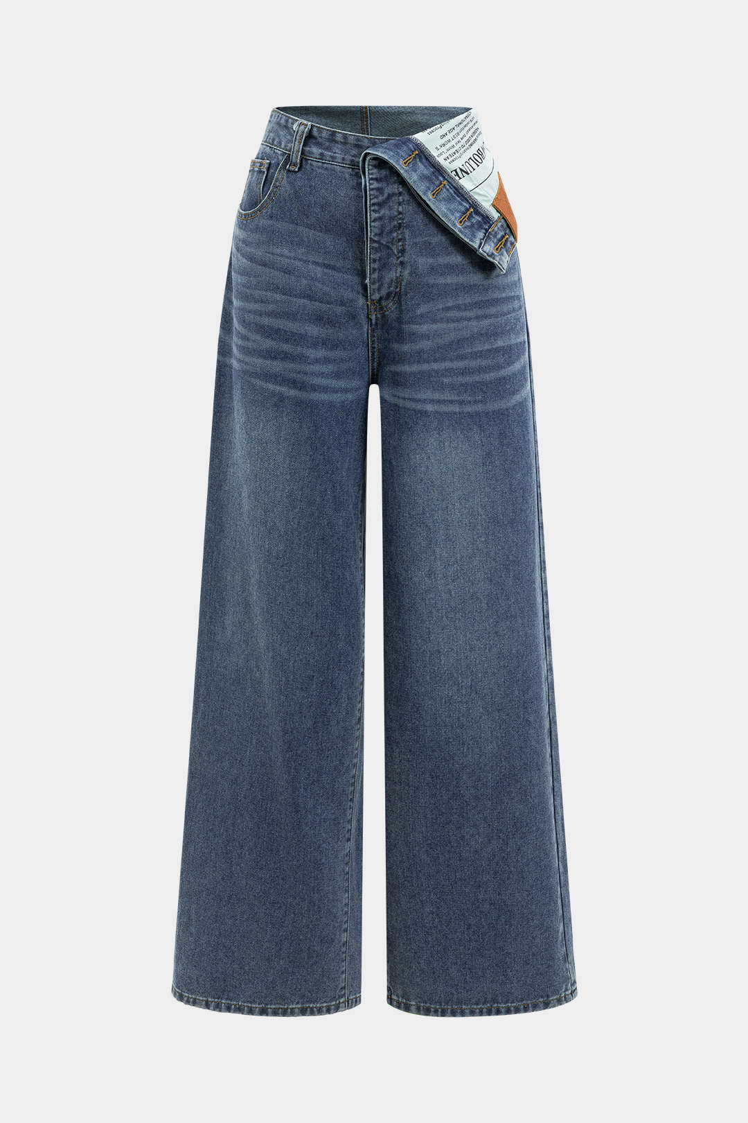 Denim Asymmetrical High Waist Jeans - Flockneti