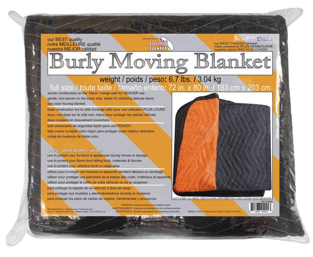 Forearm Forklift Moving Blanket – 72 In. x 80 In. Heavy Weight – 2 Color - Flockneti