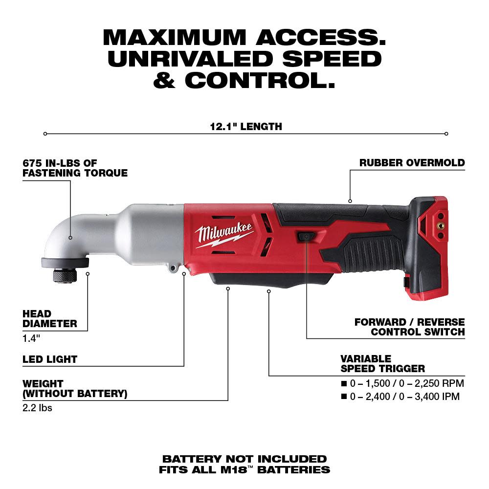 Milwaukee M18 2-Speed 1/4 In. Right Angle Impact Driver - Flockneti