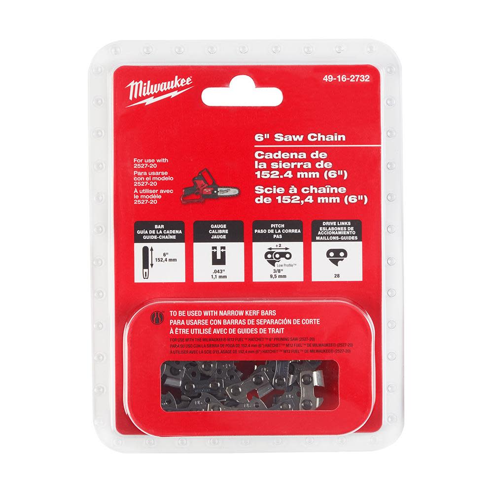 Milwaukee 6″ Saw Chain for the M12 FUEL HATCHET 6″ Pruning Saw - Flockneti