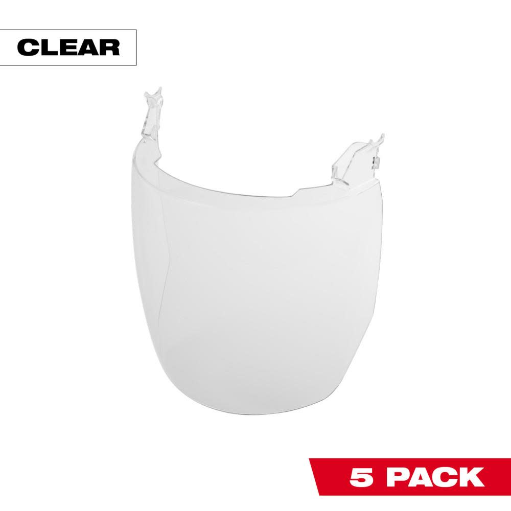 Milwaukee Clear Face Shield Replacement Lenses No Brim Helmet Only Mount 5pk - Flockneti