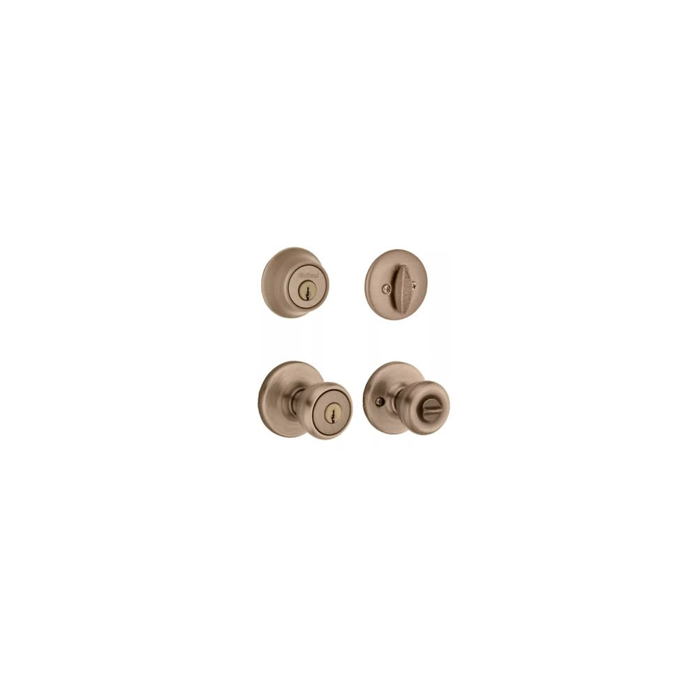 Kwikset Deadbolt Set Brass Tylo Door Knob & Double Cylinder - Flockneti