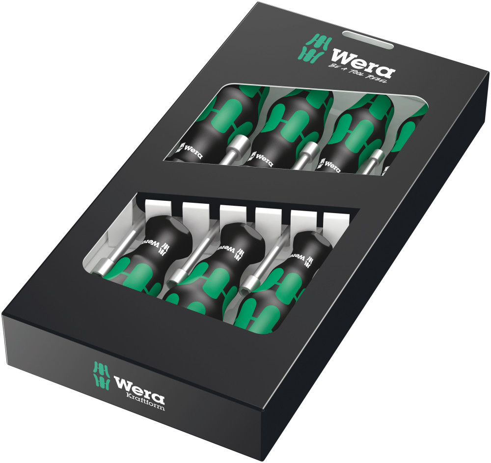 Wera Tools 395 HO/7 SM 7pc Anti Roll-Off Nutdriver Set - Flockneti