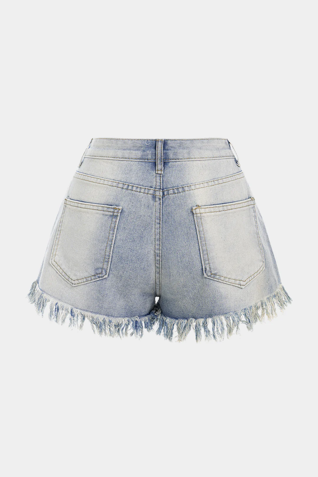 Denim Ripped Fringe High Waist Wide Leg Shorts - Flockneti