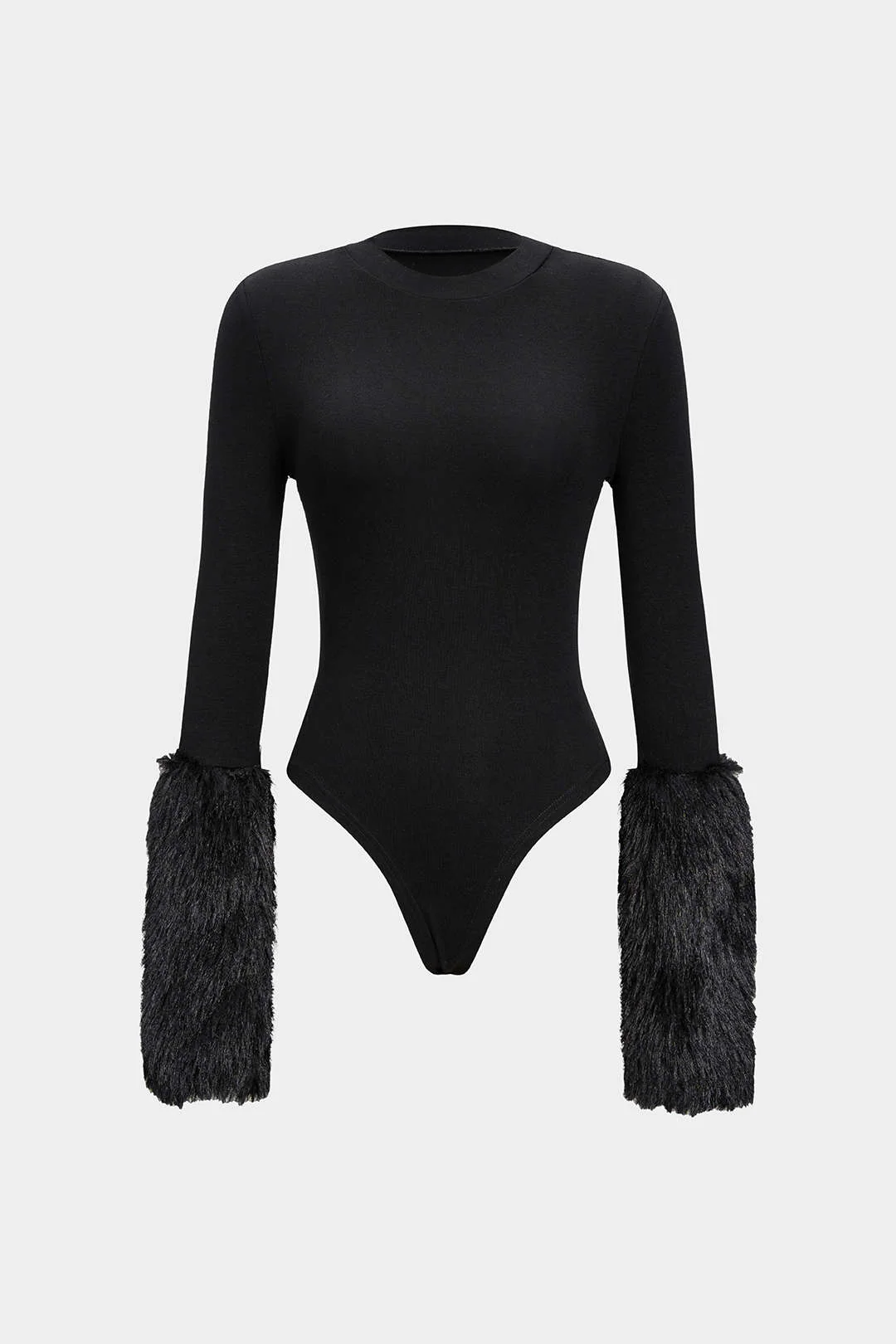 Patchwork Fur Long Sleeve Bodysuit - Flockneti