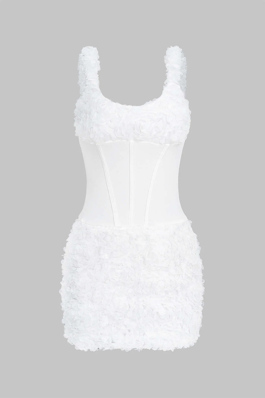 Flower Appliques Bodycon Backless Sleeveless Mini Dress - Flockneti